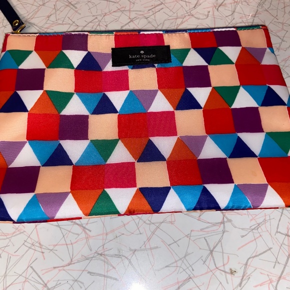 kate spade Handbags - Kate Spade clutch for Qantas Air. Colorful geometric design w/ deep blue lining